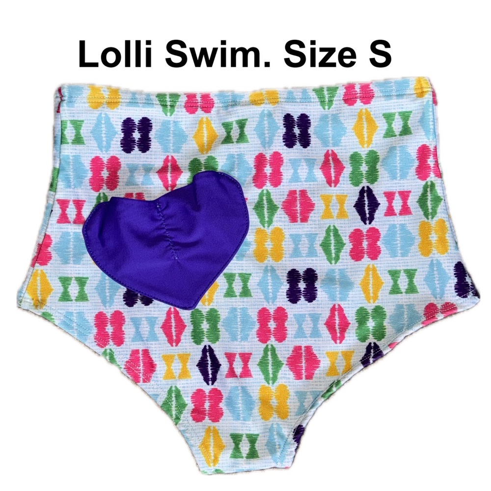 Lolli Swim High Waisted Bikini Bottom. Designer Like Print. Size Small. NWT.